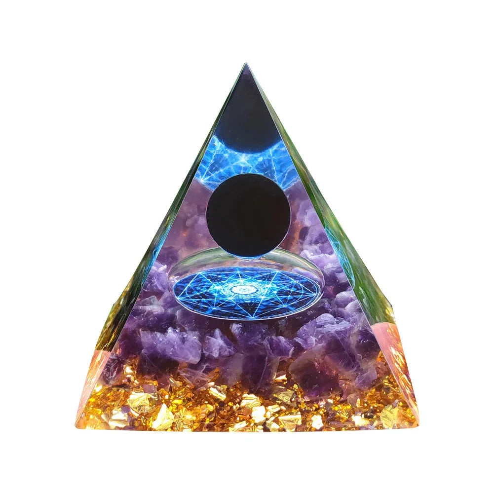 Orgonite Energy Pyramid – 5cm Natural Crystal Generator for Healing, Meditation & Home Harmony