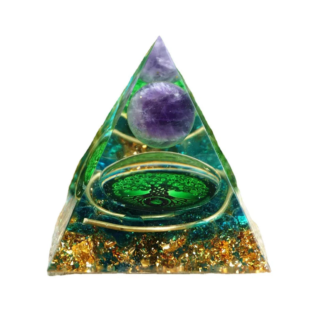 Orgonite Energy Pyramid – 5cm Natural Crystal Generator for Healing, Meditation & Home Harmony