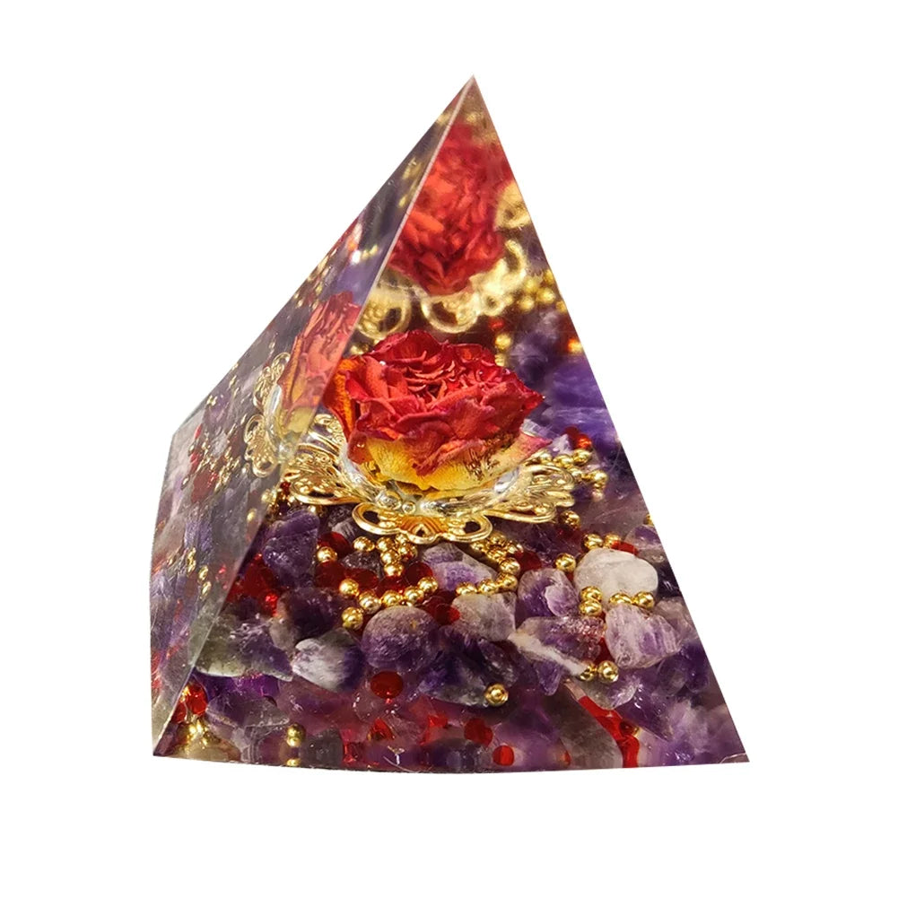 Orgonite Energy Pyramid – 5cm Natural Crystal Generator for Healing, Meditation & Home Harmony