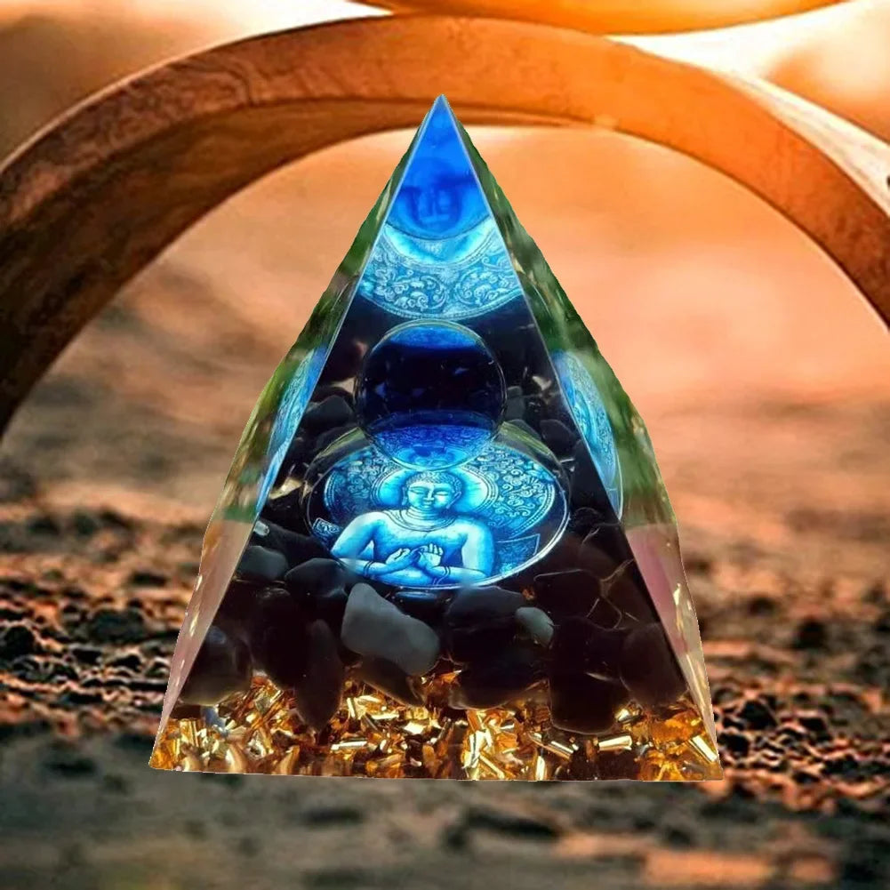 Orgonite Energy Pyramid – 5cm Natural Crystal Generator for Healing, Meditation & Home Harmony