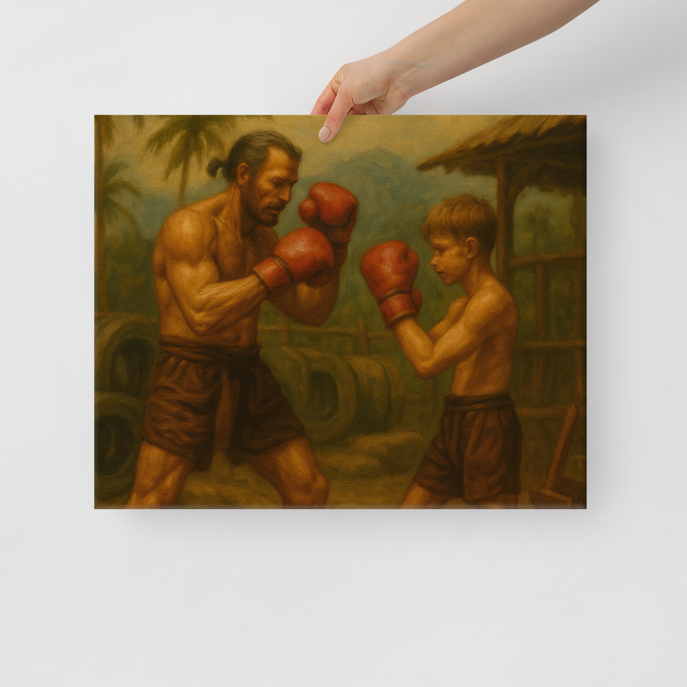 Father & Son – Muay Thai Warrior Horizontal Canvas (Limited Edition)