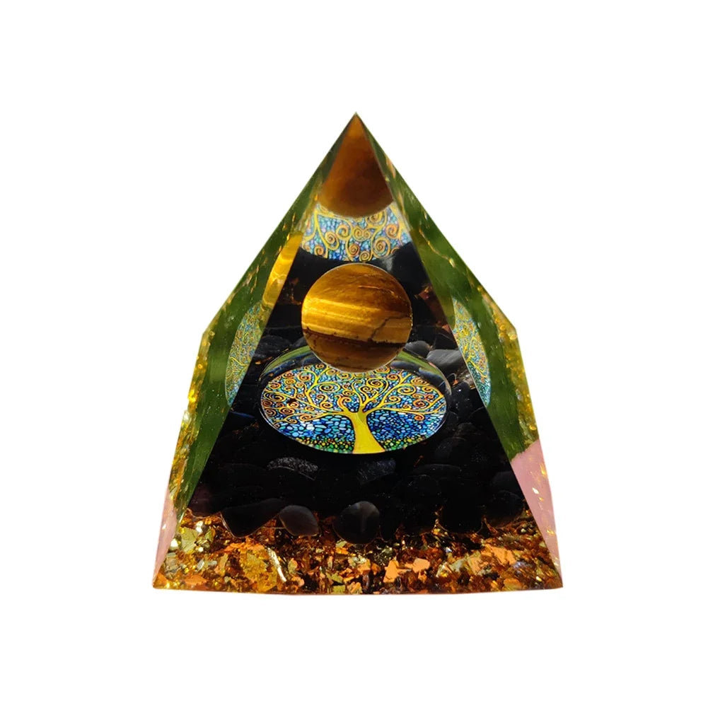 Orgonite Energy Pyramid – 5cm Natural Crystal Generator for Healing, Meditation & Home Harmony