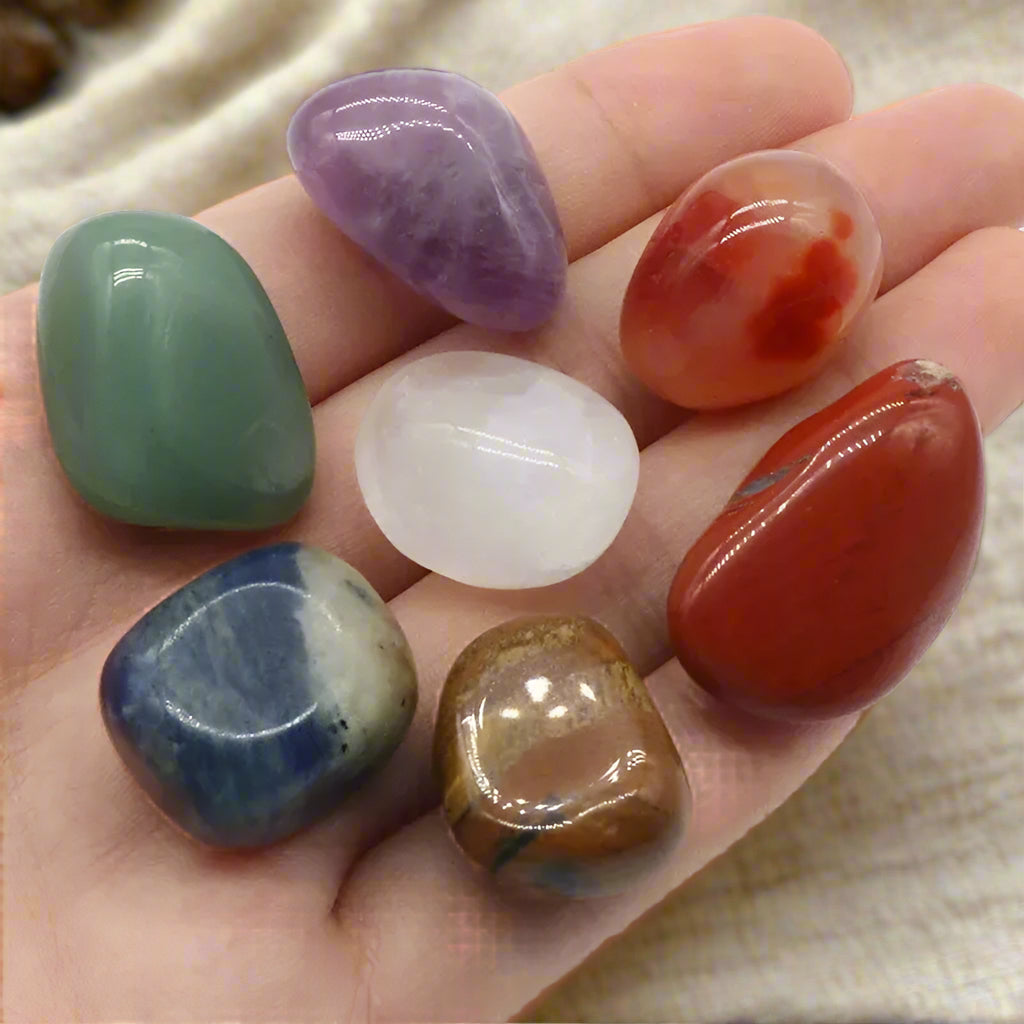 Seven Chakra Sacred Crystal Set – Healing Stones + Energy Pendant