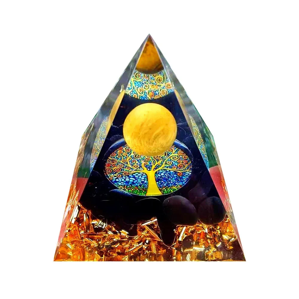 Orgonite Energy Pyramid – 5cm Natural Crystal Generator for Healing, Meditation & Home Harmony