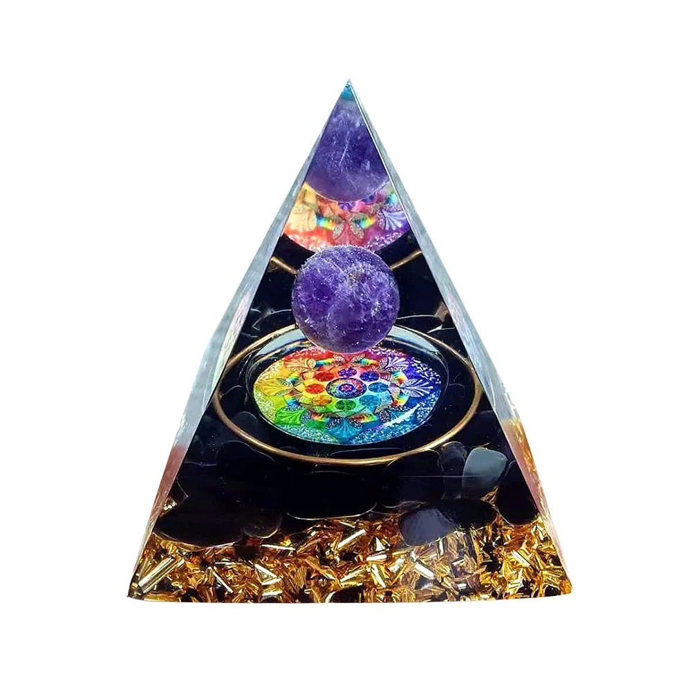 Orgonite Energy Pyramid – 5cm Natural Crystal Generator for Healing, Meditation & Home Harmony