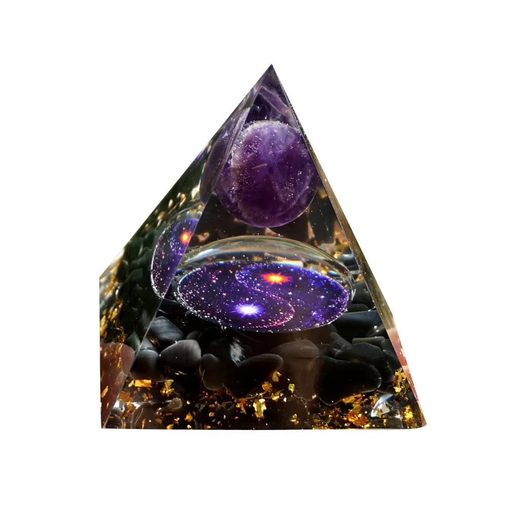 Orgonite Energy Pyramid – 5cm Natural Crystal Generator for Healing, Meditation & Home Harmony