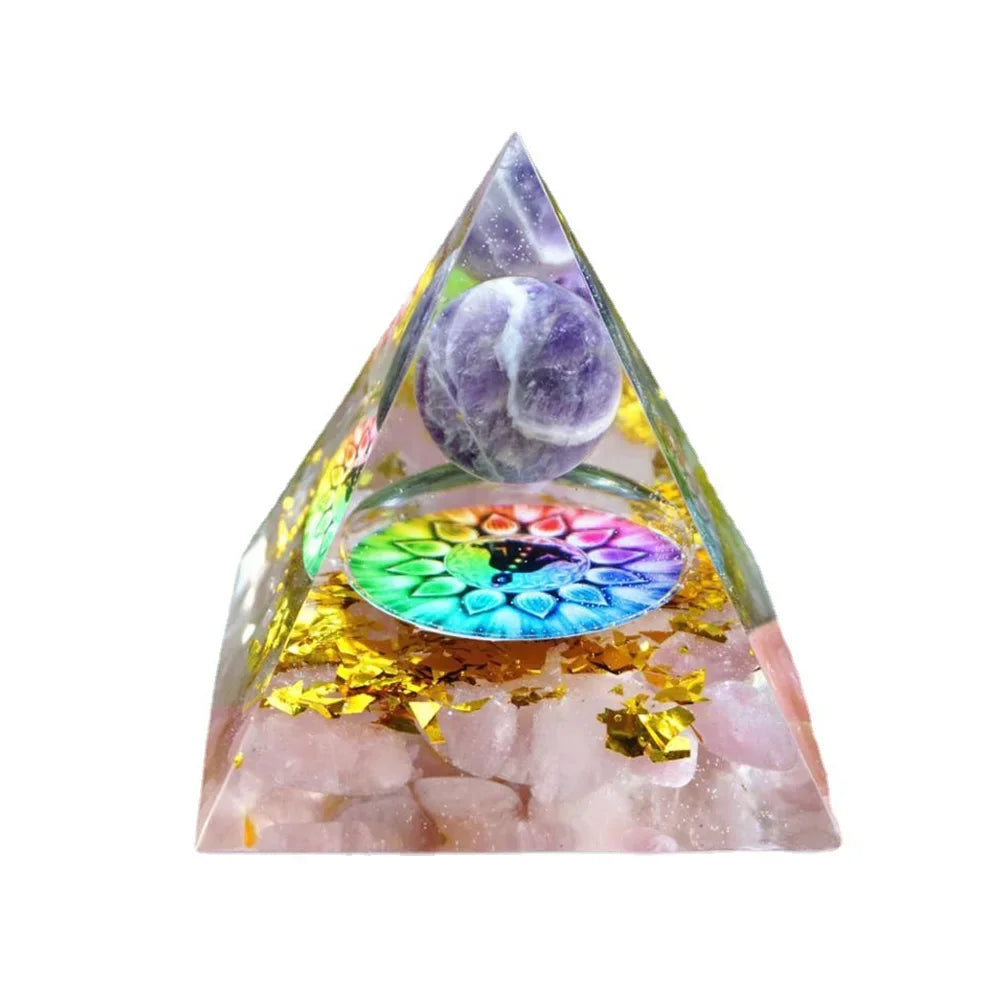 Orgonite Energy Pyramid – 5cm Natural Crystal Generator for Healing, Meditation & Home Harmony