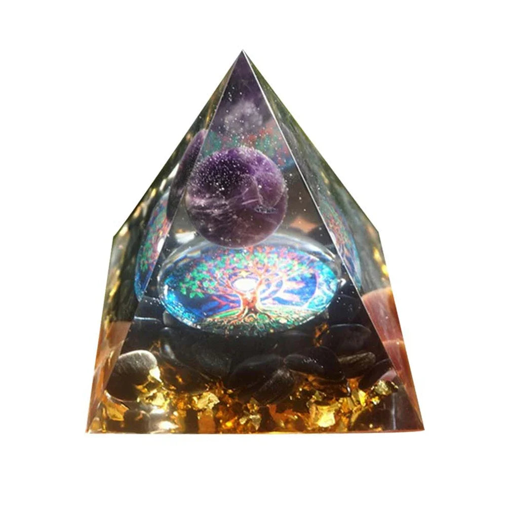 Orgonite Energy Pyramid – 5cm Natural Crystal Generator for Healing, Meditation & Home Harmony