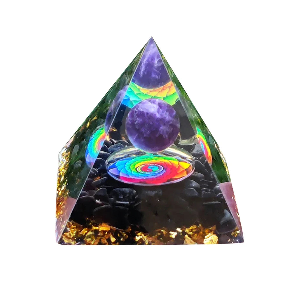 Orgonite Energy Pyramid – 5cm Natural Crystal Generator for Healing, Meditation & Home Harmony
