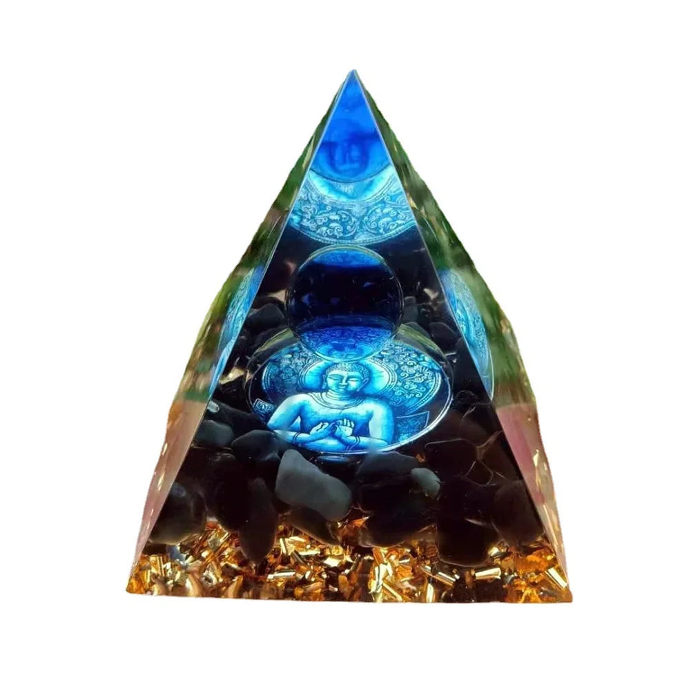 Orgonite Energy Pyramid – 5cm Natural Crystal Generator for Healing, Meditation & Home Harmony