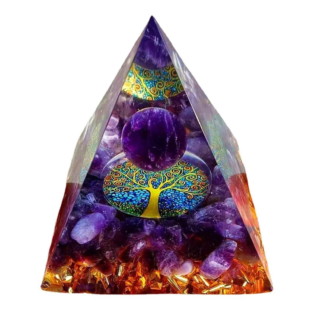 Orgonite Energy Pyramid – 5cm Natural Crystal Generator for Healing, Meditation & Home Harmony