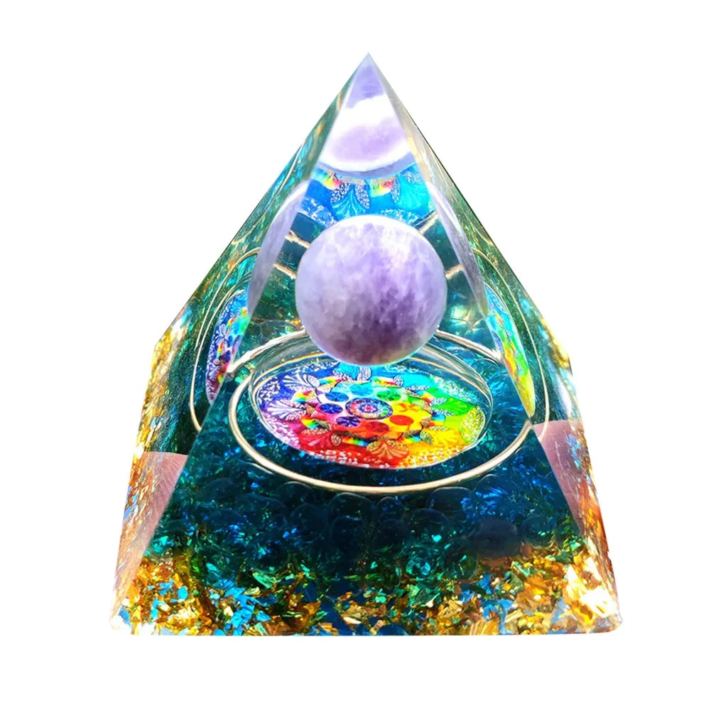 Orgonite Energy Pyramid – 5cm Natural Crystal Generator for Healing, Meditation & Home Harmony
