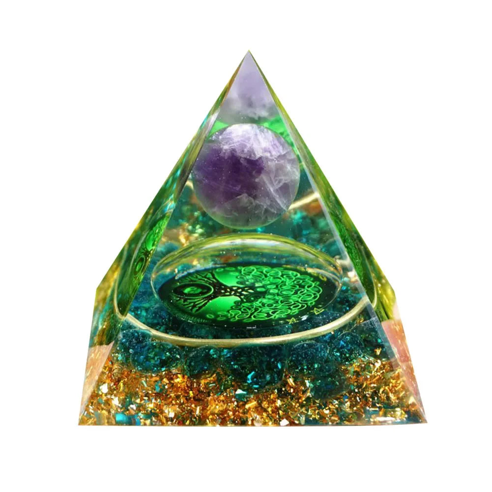 Orgonite Energy Pyramid – 5cm Natural Crystal Generator for Healing, Meditation & Home Harmony