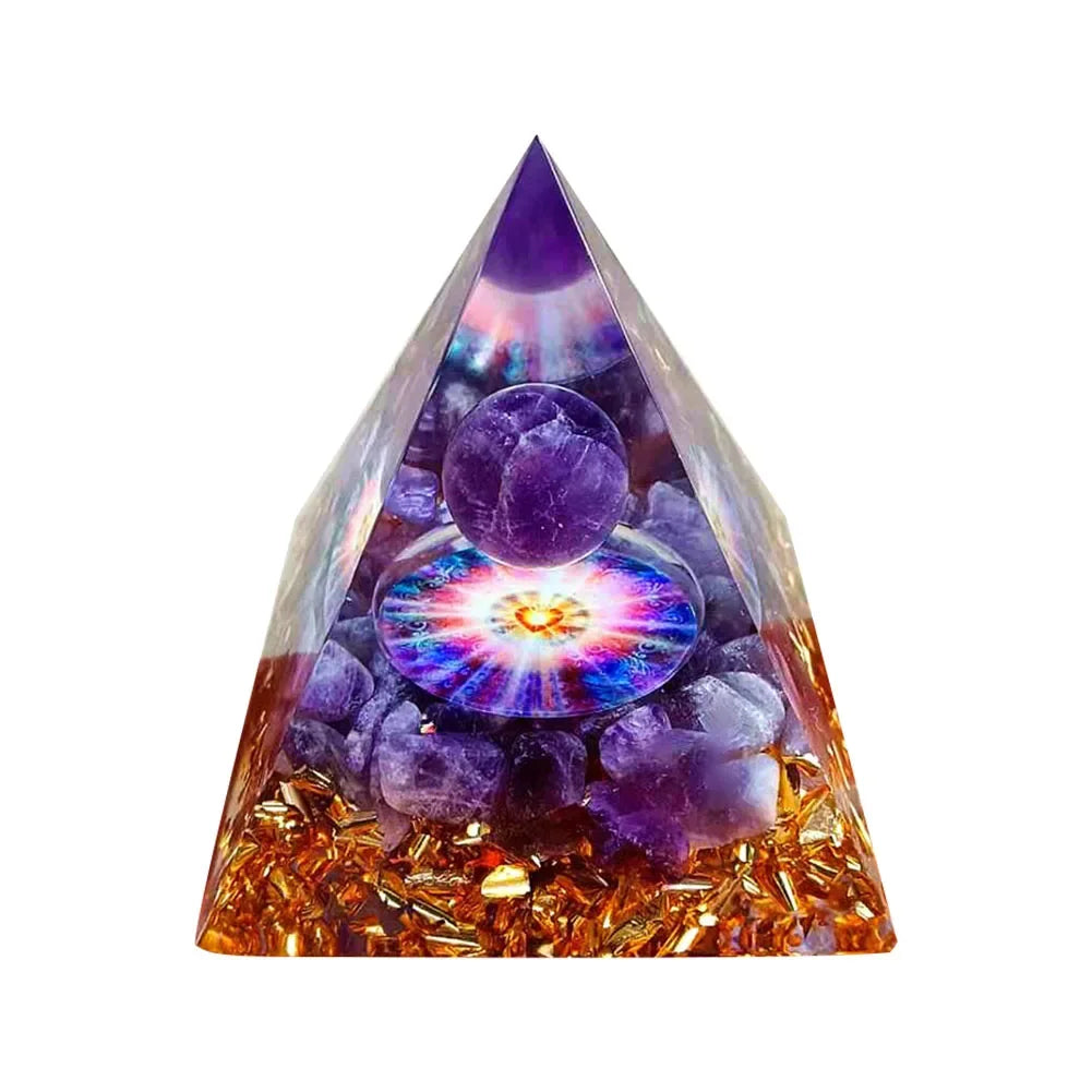 Orgonite Energy Pyramid – 5cm Natural Crystal Generator for Healing, Meditation & Home Harmony