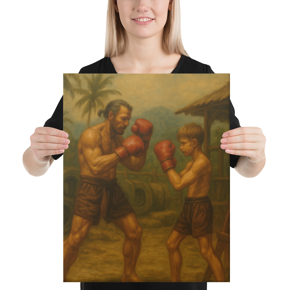 Father & Son – Muay Thai Warrior Vertical Canvas (Limited Edition)
