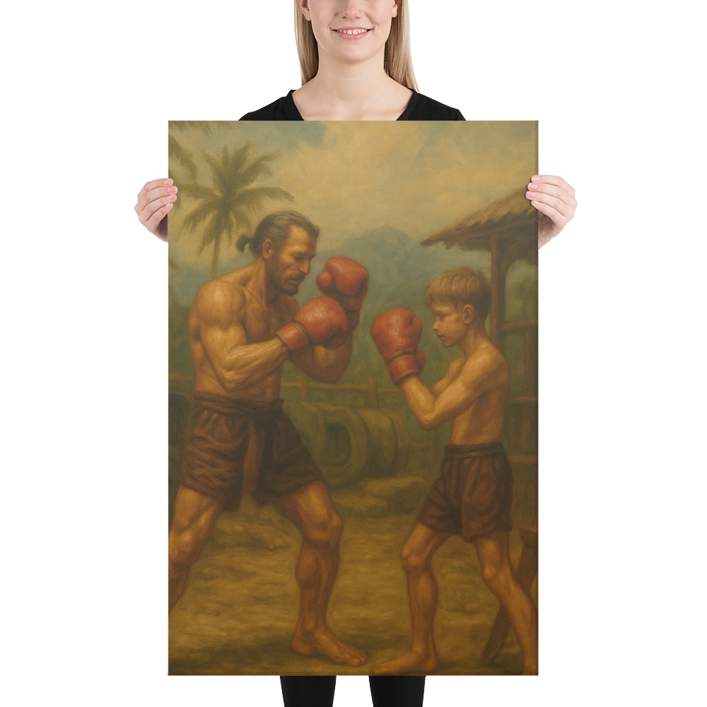 Father & Son – Muay Thai Warrior Vertical Canvas (Limited Edition)